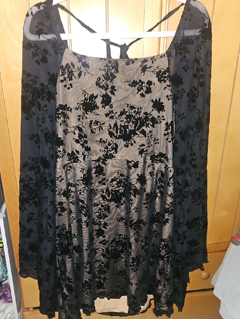 Velvet Floral Long Sleeve Dress - NWT